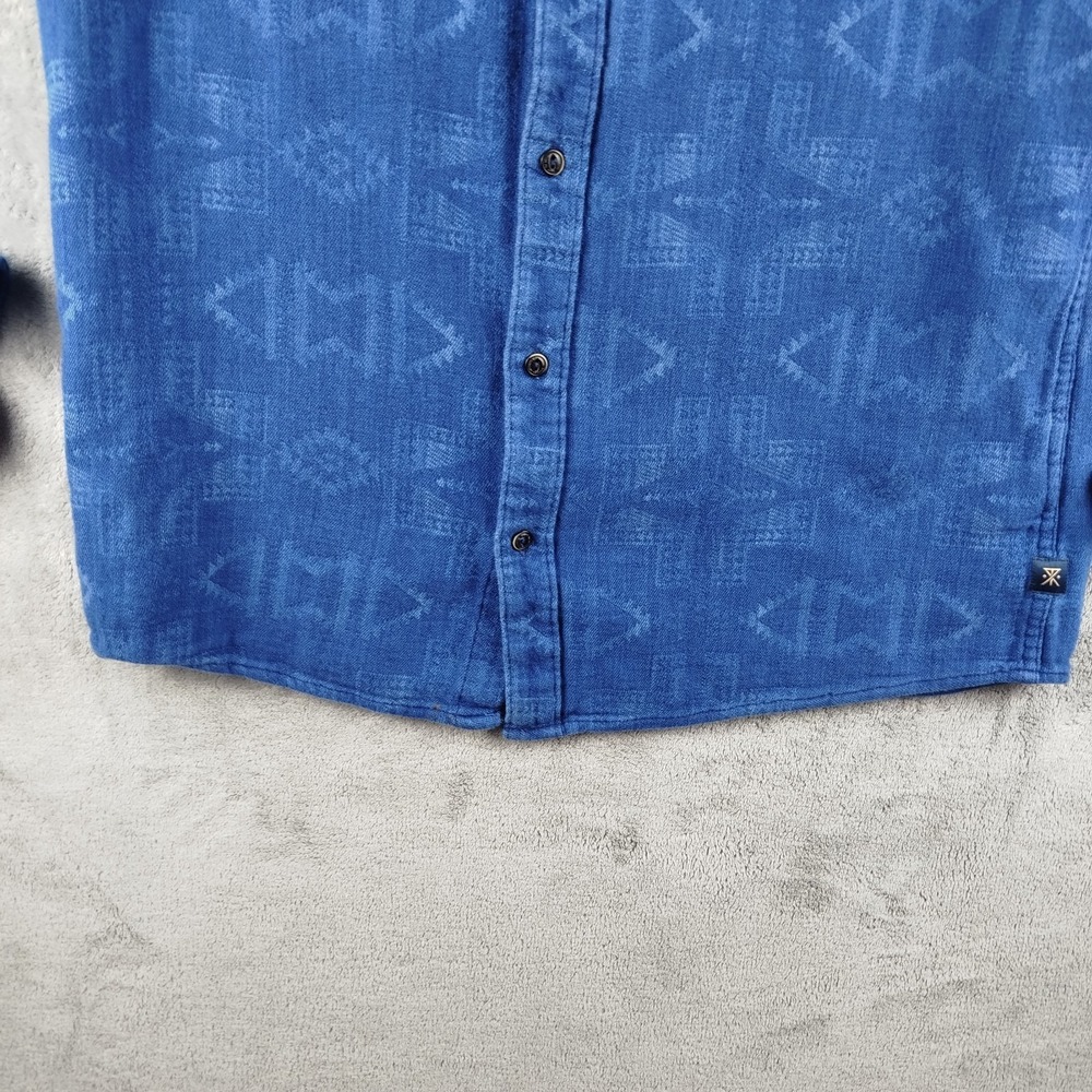 Roark Blue Aztec Native Pattern Flannel Shirt Men… - image 4